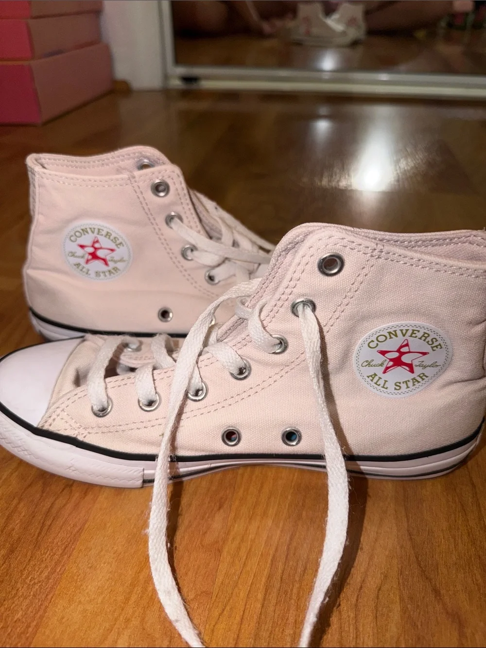 Converse High-Top Canvas Sneakers in Light Pink